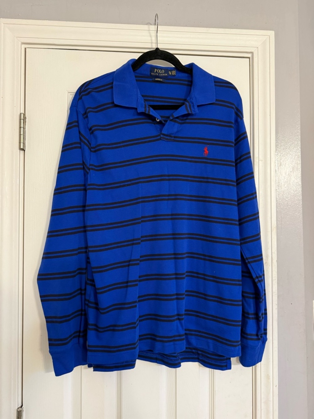 Ralph Lauren Blue and Black Striped Long-Sleeve Polo